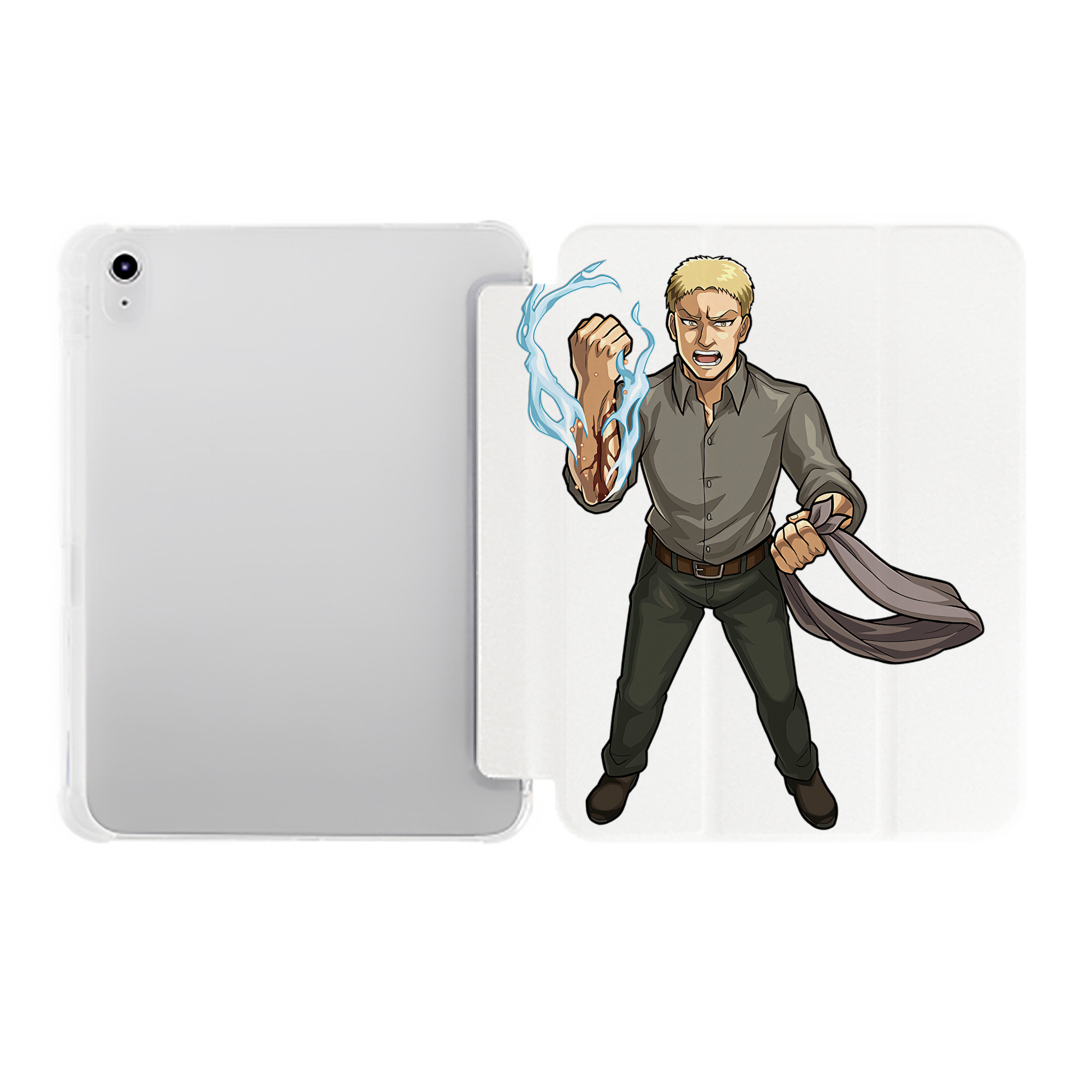 （画像用） 進撃の巨人 ライナー・ブラウン Attack on Titan Reiner Braun IPad ケース ペン収納付き 三つ折りスタンド PUレザー×シリコン 対応機種9.5/10.5/10.9インチ